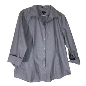 Talbots Gray button up blouse with cuffs